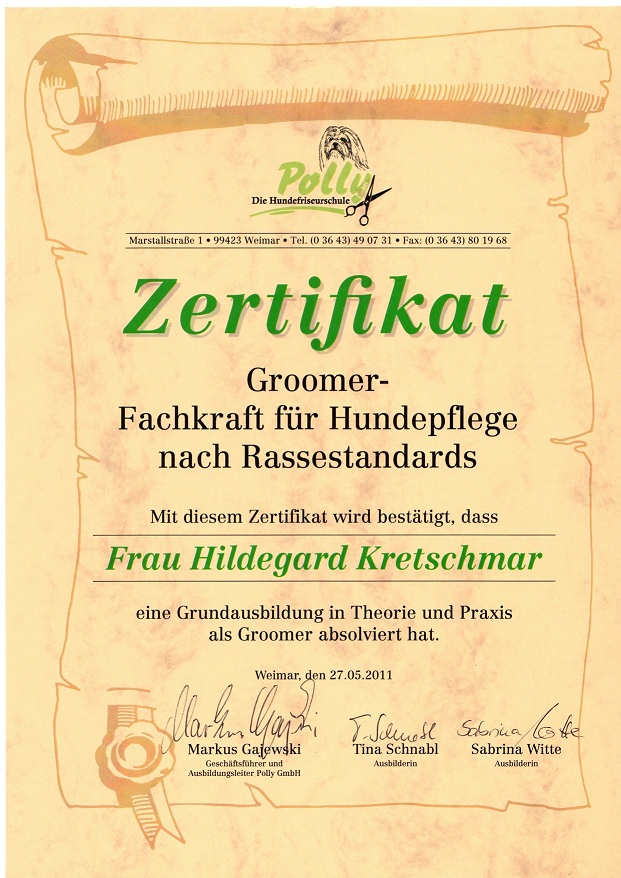 Zertifikat Groomer